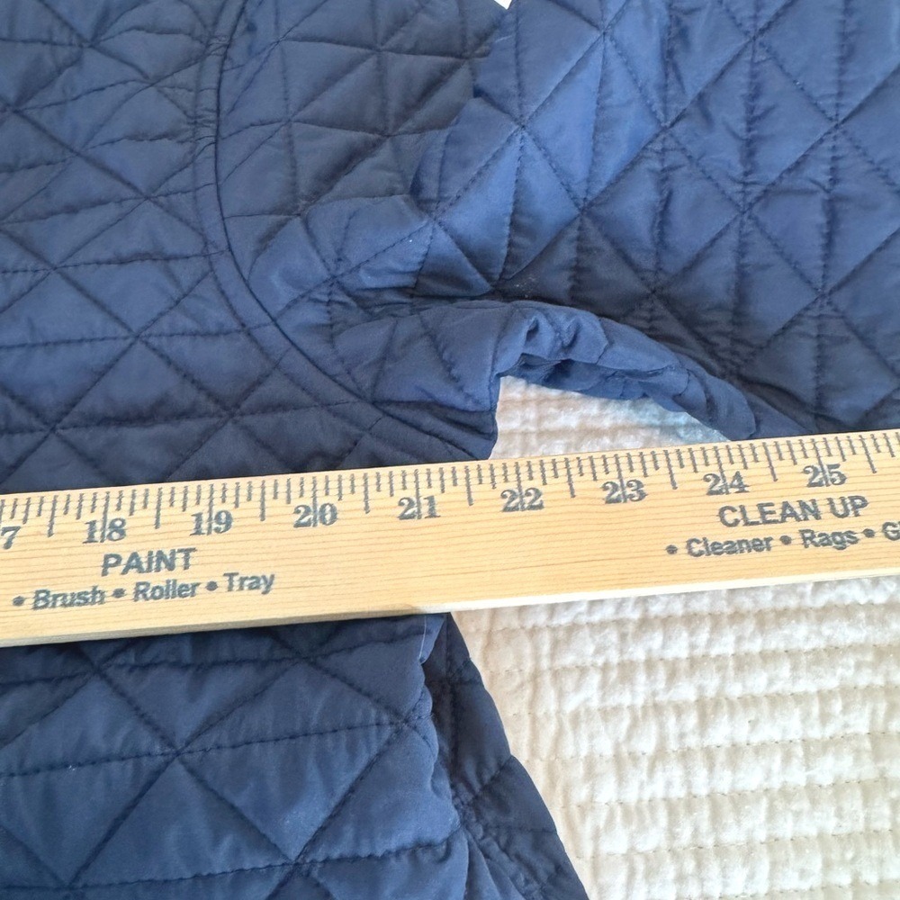 Lands End Womens Navy Blue Quilted Barn Jacket Snap Front L 14-16 Petite - Picture 6 of 7
